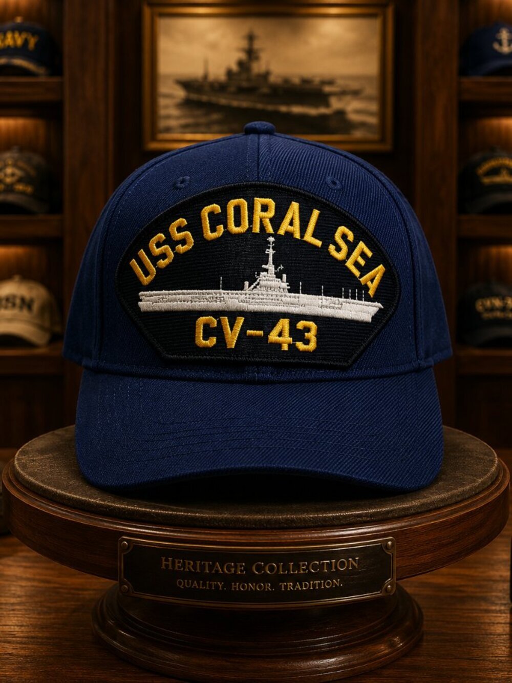 U.S. Navy USS Coral Sea CV-43 Men's Cap Hat Navy Blue